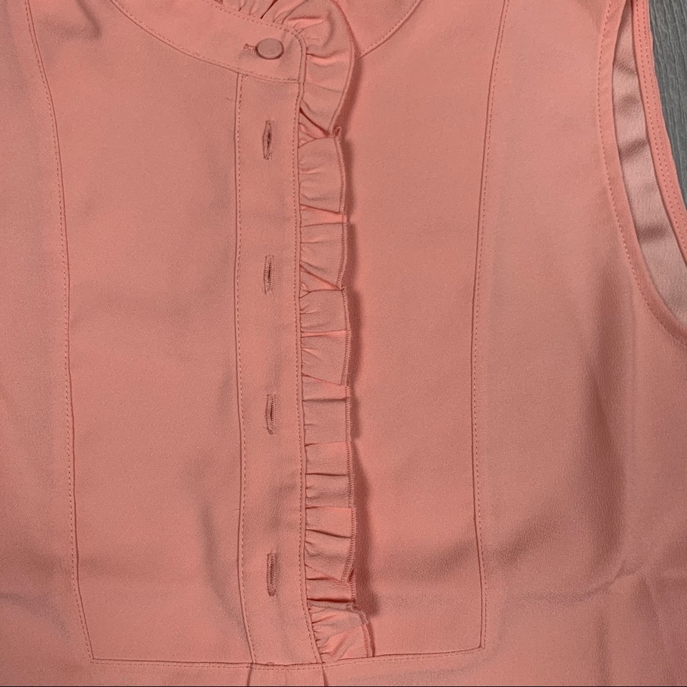 J.Crew Ruffle Trim Crepe Peach Blouse - Picture 4 of 6